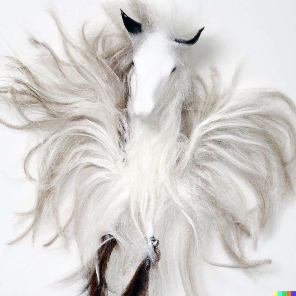 a horse, made from feathers